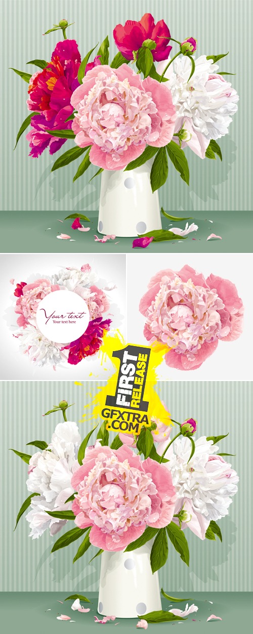 Peonies Bouquet Vector