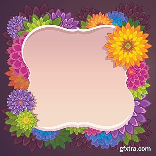 Beautiful flowers and leaves for invitation Cards - VectorStock