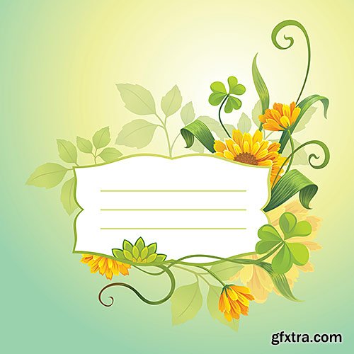 Beautiful flowers and leaves for invitation Cards - VectorStock