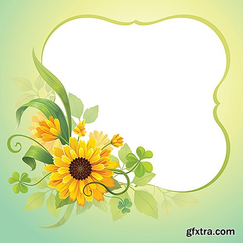 Beautiful flowers and leaves for invitation Cards - VectorStock