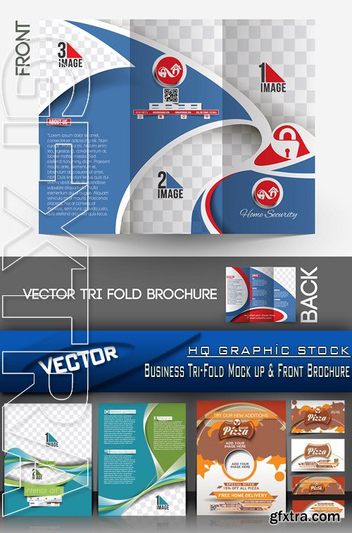 Stock Vector - Business Tri-Fold Mock up & Front Brochure