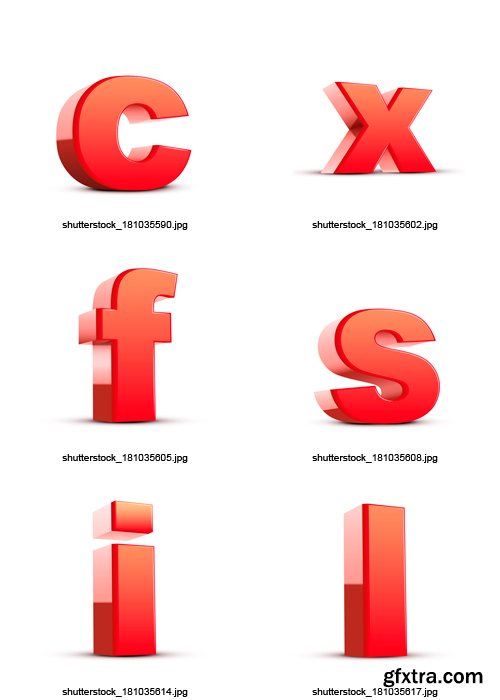 Amazing SS - 3D Red Alphabet, 26xEPS