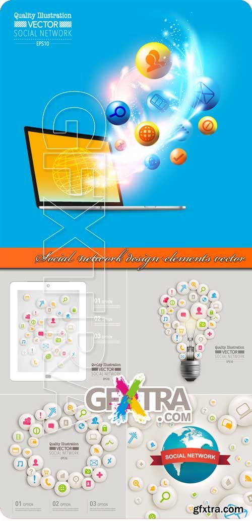 Social network design elements vector