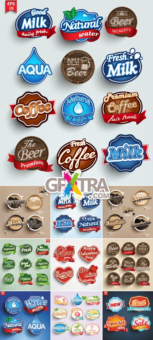 Food & Drink Labels & Badges Vector