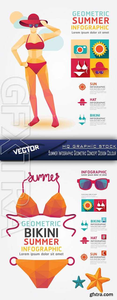 Stock Vector - Summer Infographic Geometric Concept Design Colour