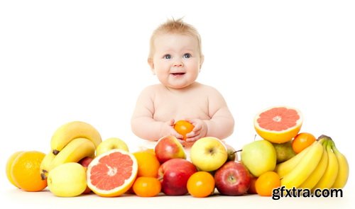 Amazing SS - Cheerful happy baby child eats, 25xJPGs