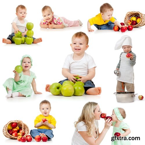 Amazing SS - Cheerful happy baby child eats, 25xJPGs