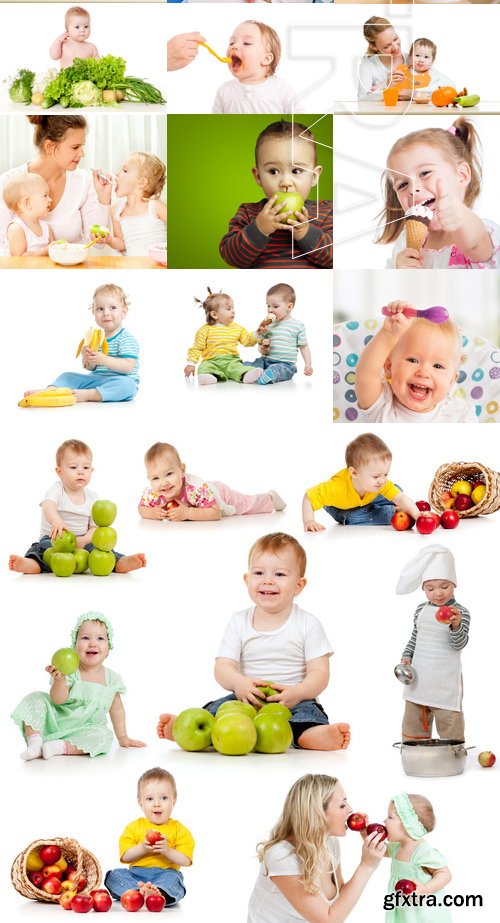 Amazing SS - Cheerful happy baby child eats, 25xJPGs