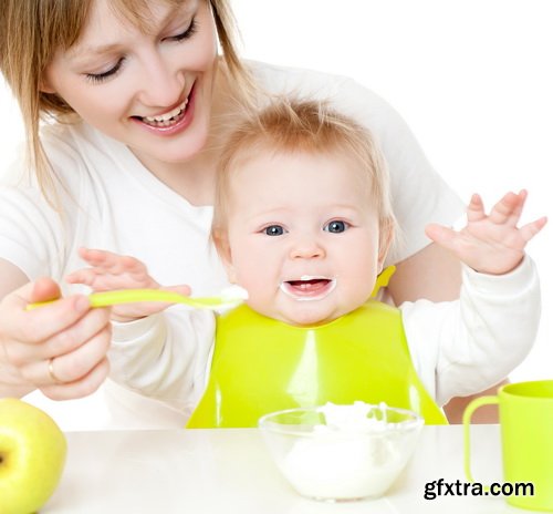 Amazing SS - Cheerful happy baby child eats, 25xJPGs