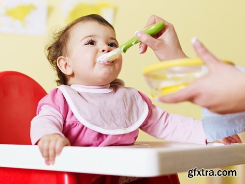 Amazing SS - Cheerful happy baby child eats, 25xJPGs