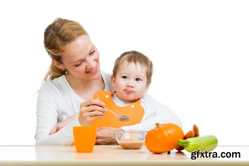 Amazing SS - Cheerful happy baby child eats, 25xJPGs