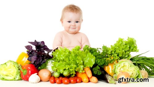 Amazing SS - Cheerful happy baby child eats, 25xJPGs