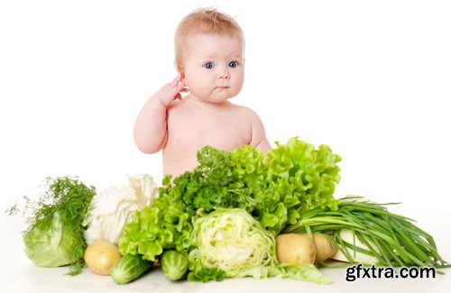 Amazing SS - Cheerful happy baby child eats, 25xJPGs