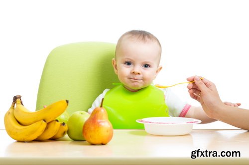 Amazing SS - Cheerful happy baby child eats, 25xJPGs