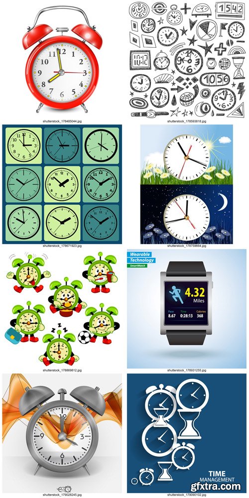 Shutterstock - Alarm clock, Time, watch, 25xEps