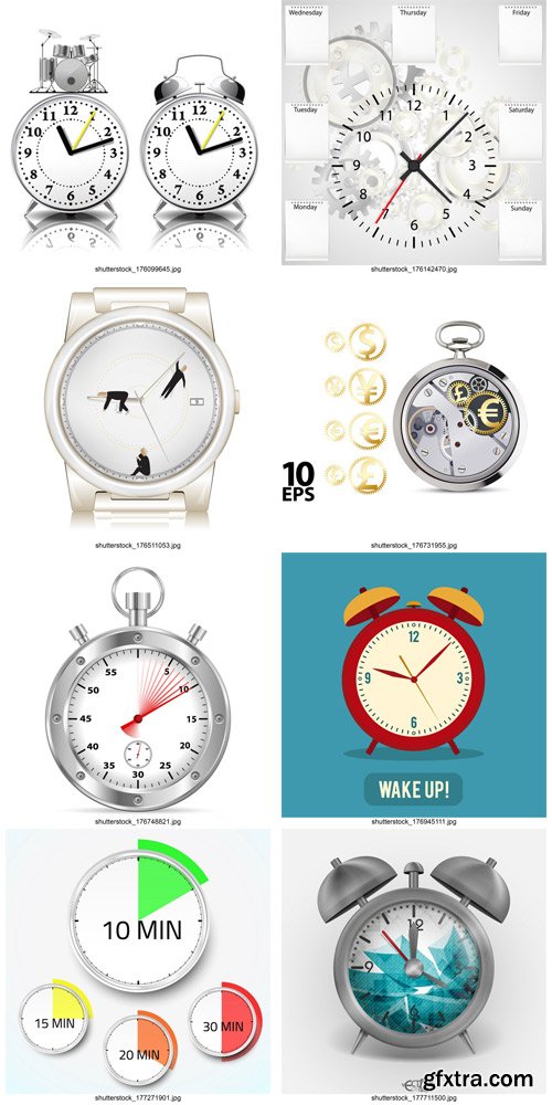 Shutterstock - Alarm clock, Time, watch, 25xEps