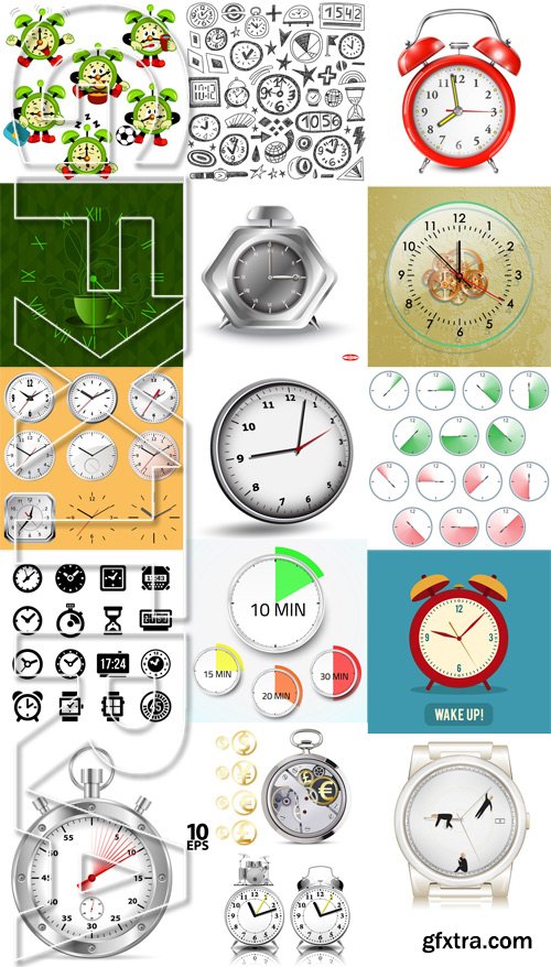 Shutterstock - Alarm clock, Time, watch, 25xEps