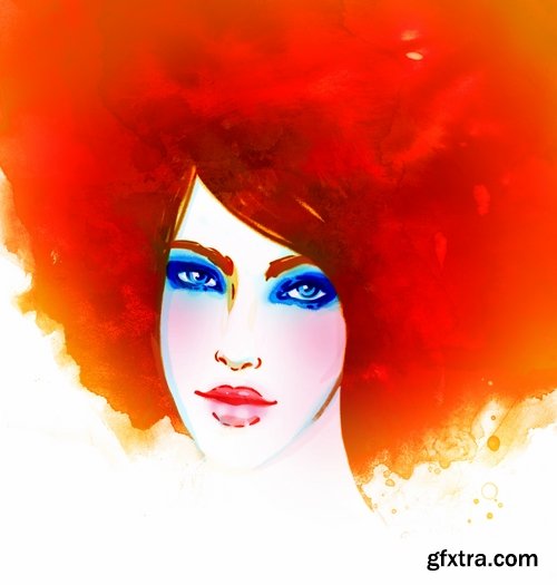 Woman - watercolor set -15 HQ Jpg