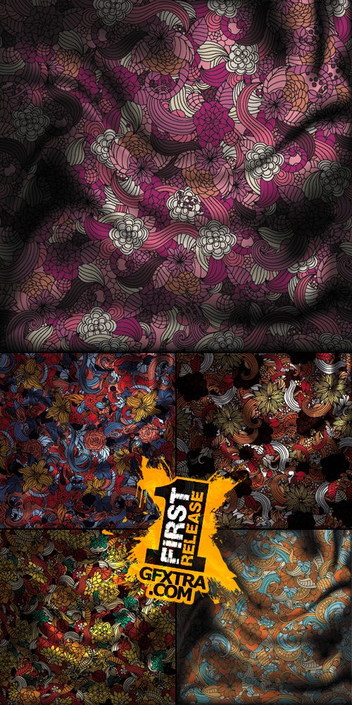 Dark Floral Textile Backgrounds Vector