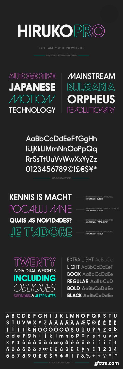 Hiruko Pro Font Family - 21 Fonts for $600