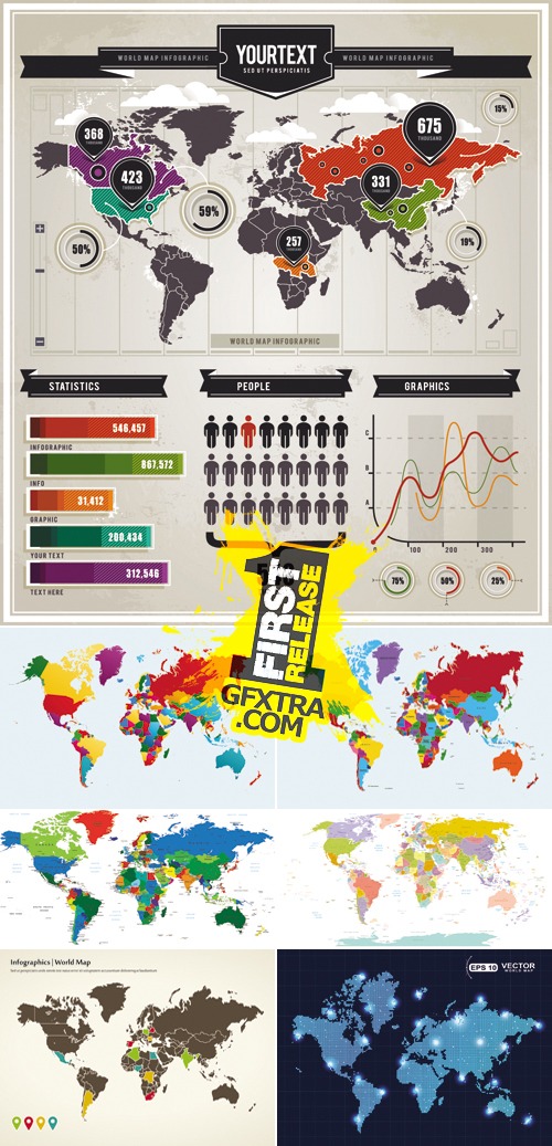 Color World Map Vector