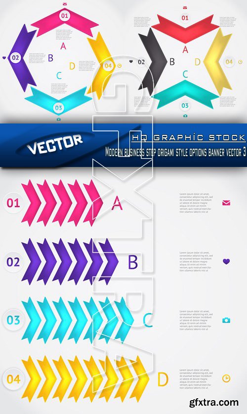 Stock Vector - Modern business step origami style options banner vector 3