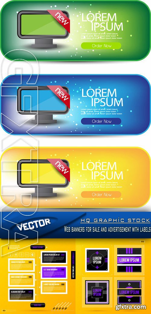 Stock Vector - Web banners for sale and advertisement with labels