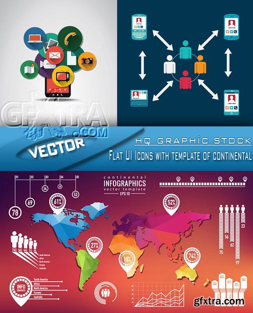 Stock Vector - Flat UI Icons with template of continental