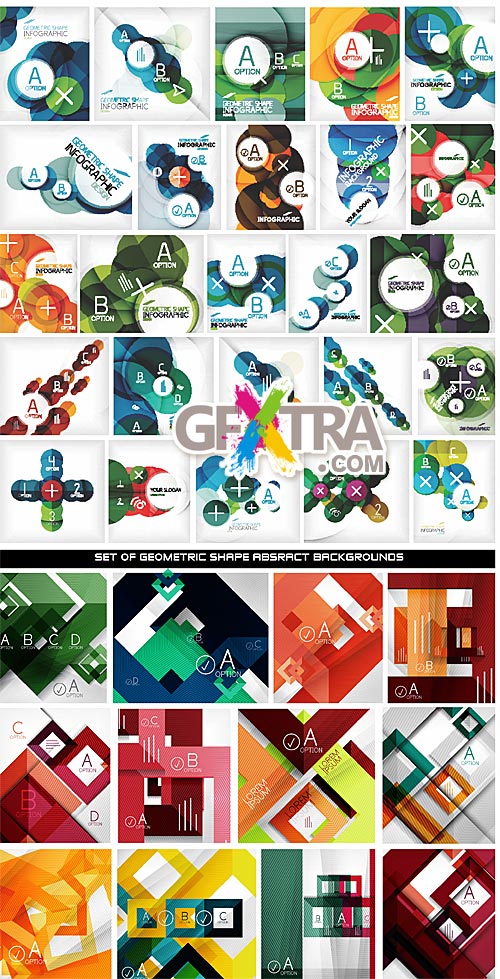 Collection of geometric shape Infographic backgrounds