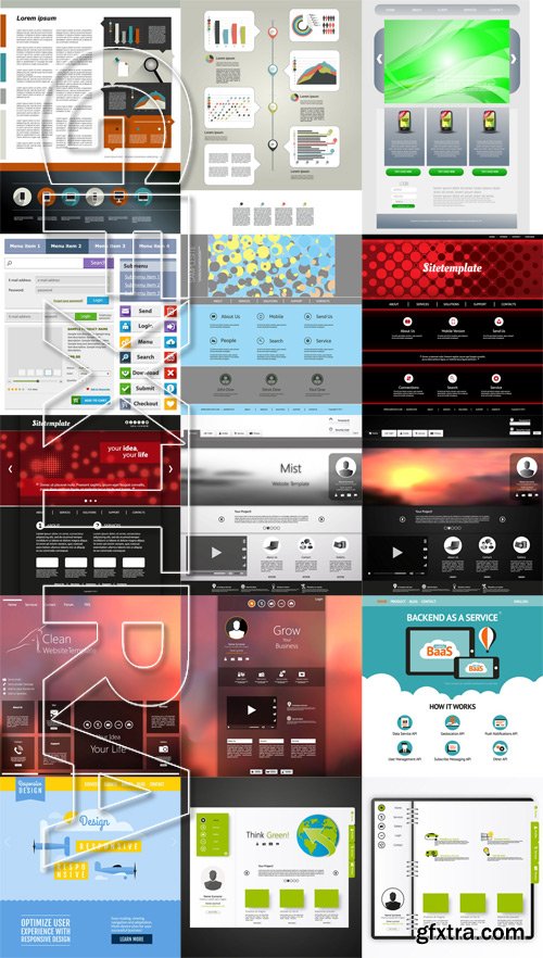 Stock Vectors - Website template 6, 25xEps