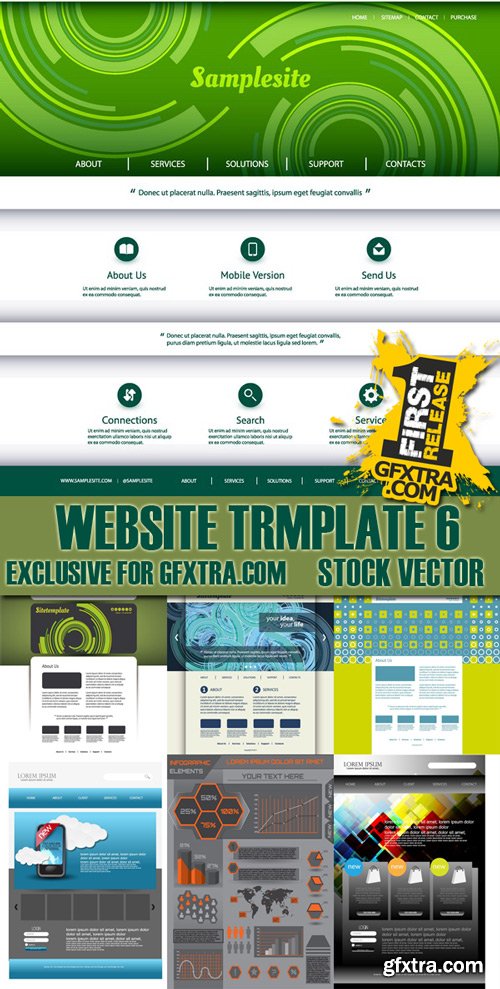 Stock Vectors - Website template 6, 25xEps