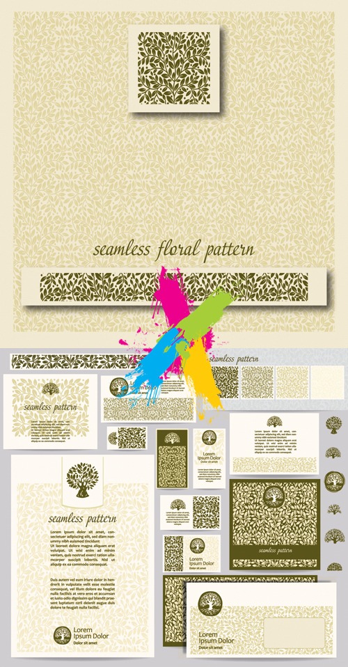 Seamless Vintege Floral Templates Vector