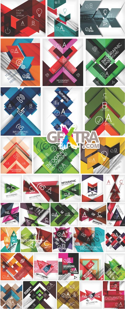 Paper geometric infographic backgrounds