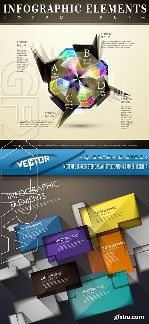 Stock Vector - Modern business step origami style options banner vector 4