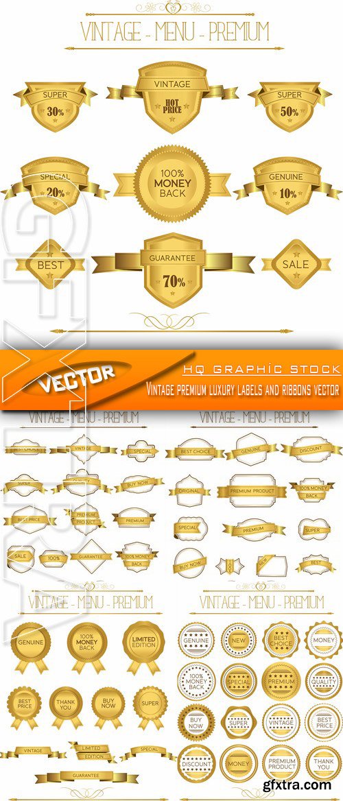 Stock Vector - Vintage premium luxury labels and ribbons vector