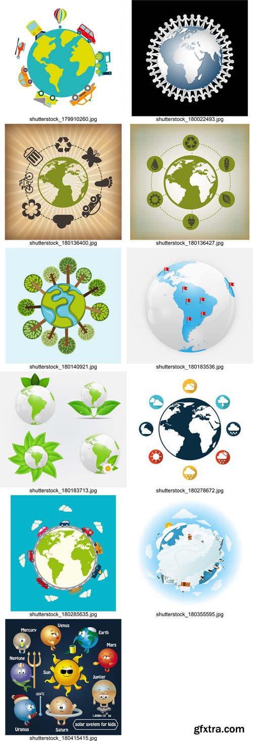 Stock Vectors - Planet earth and solar system, 25xEps