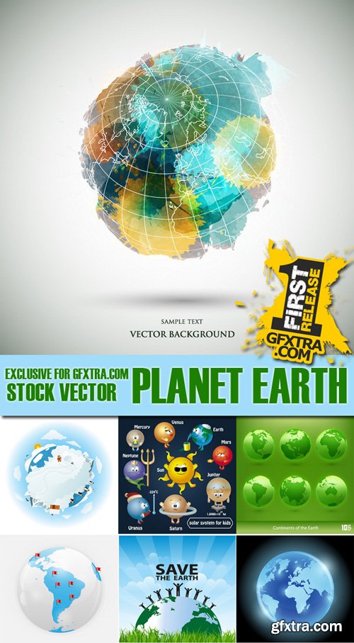 Stock Vectors - Planet earth and solar system, 25xEps