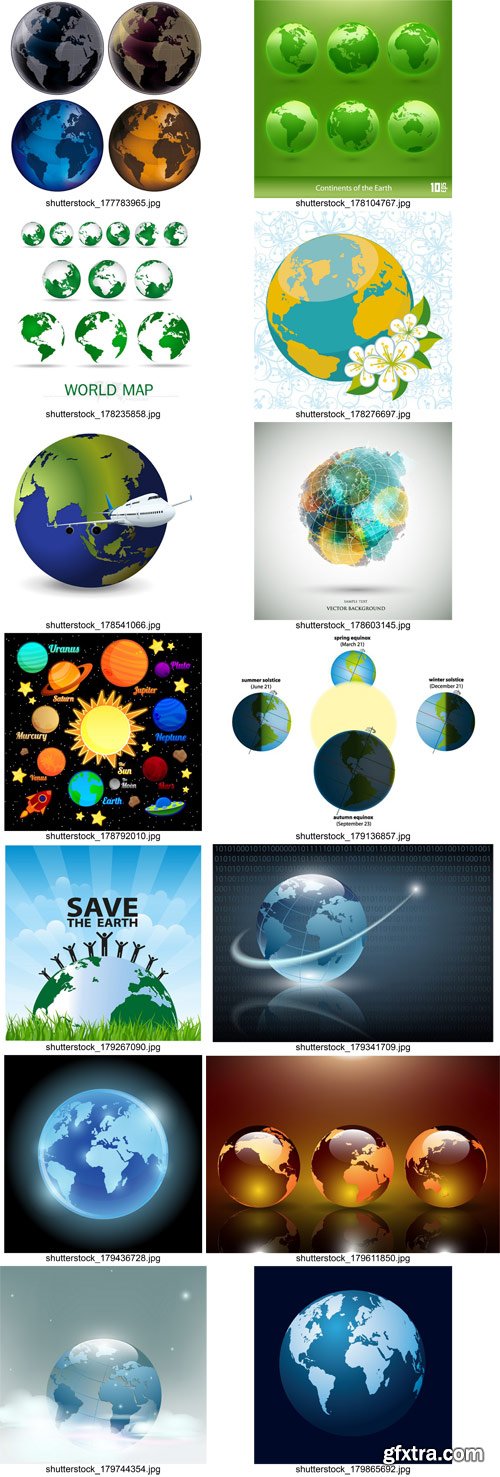 Stock Vectors - Planet earth and solar system, 25xEps