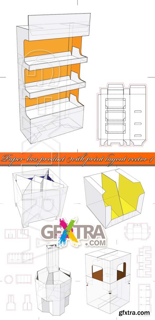 Paper box product with print layout vector 4