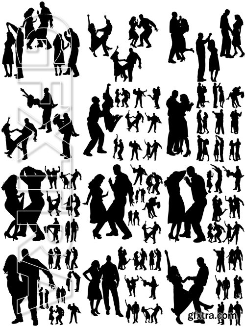 Stock Vectors - Dancing people, 25xEps