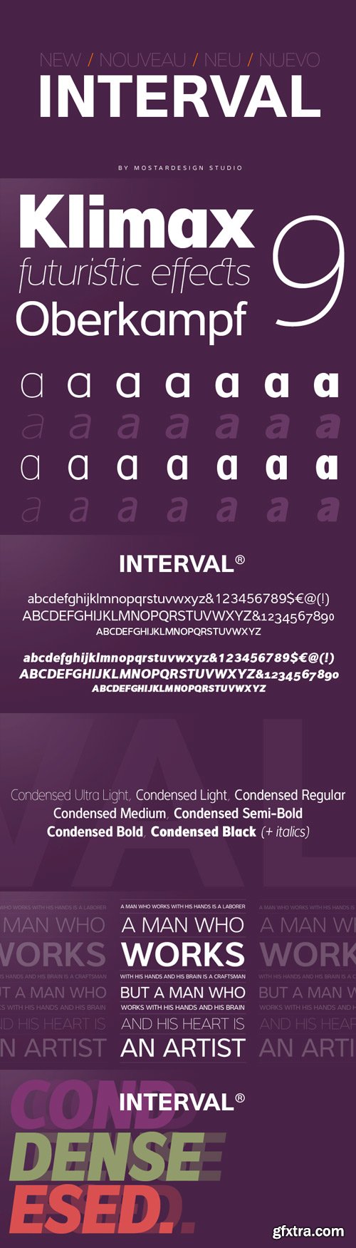 Interval Sans Pro Font Family - 14 Fonts (Incomplete Family) for $364