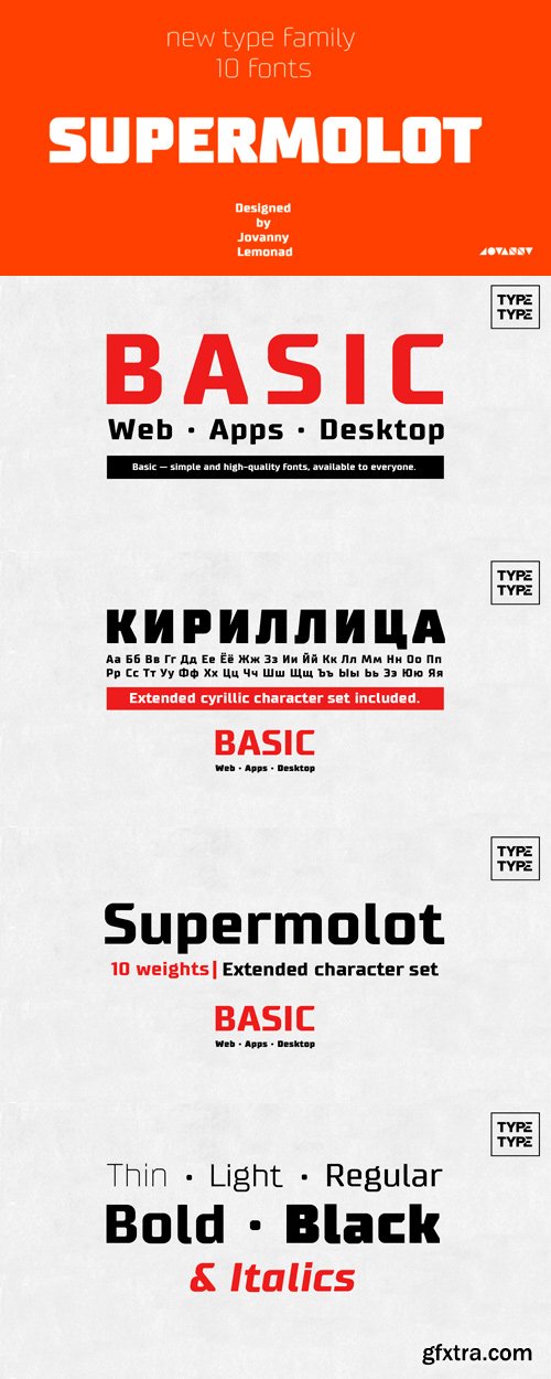 Supermolot Font Family - 10 Fonts for $50