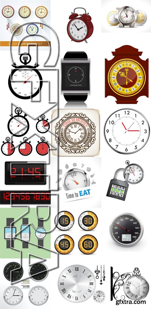 Shutterstock - Alarm clock, Time, watch 2, 25xEps