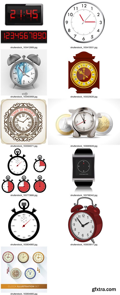 Shutterstock - Alarm clock, Time, watch 2, 25xEps