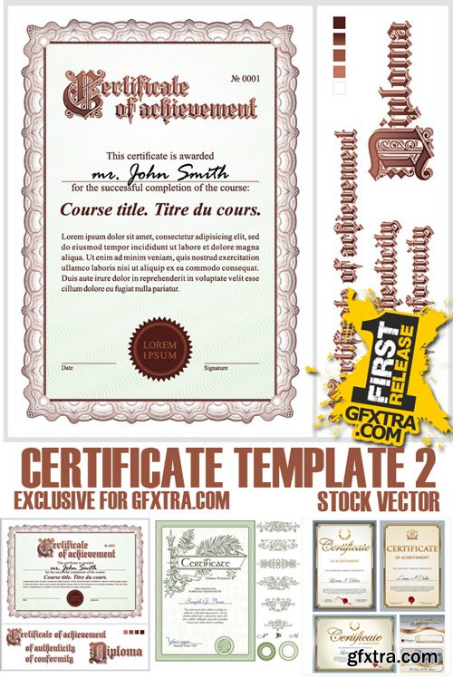 Stock Vectors - Certificate Template 2, 25xEps