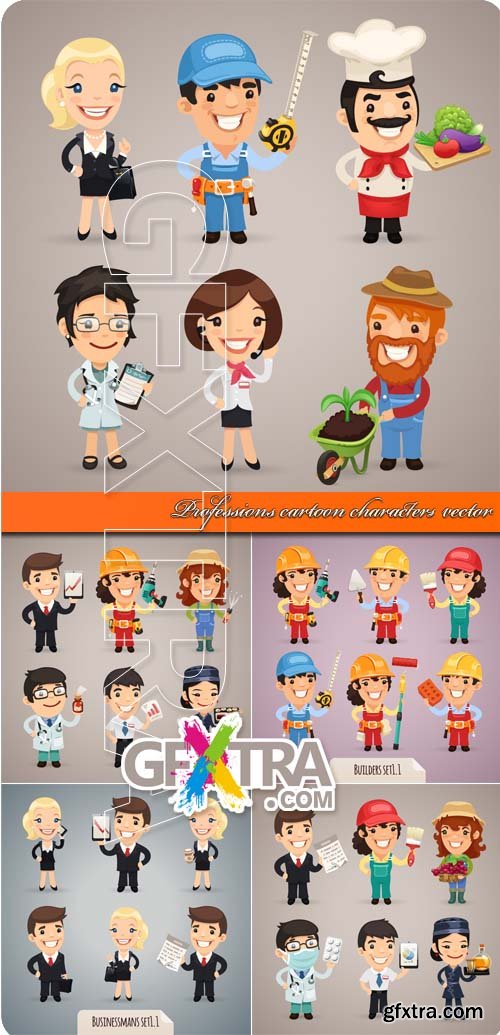 Professions cartoon characters vector