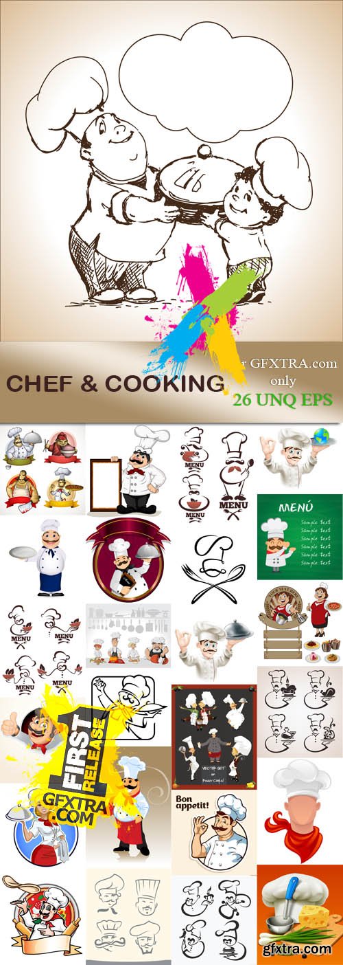 Chef and cooking, 26xEPS