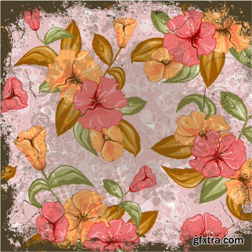 Floral Retro Vectors Pack 9