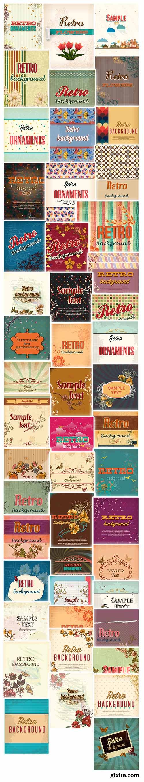 Secret Deal 100 Retro & Floral Vector Illustrations