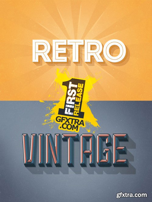 3D Retro and Vintage Text Effects Pack 1